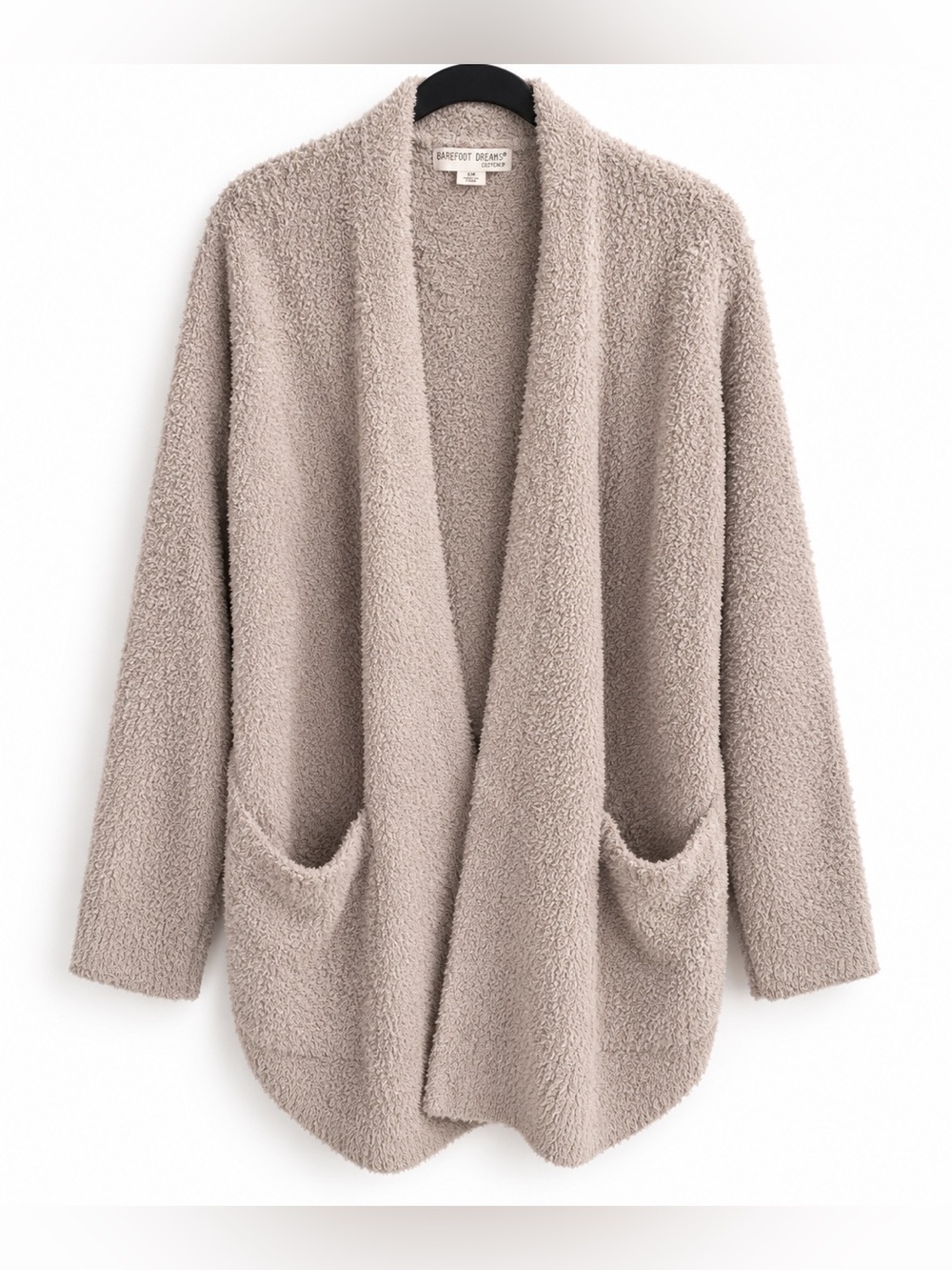 Barefoot Dreams CozyChic So-Cal Cardigan S/M Taupe Oversized Pockets